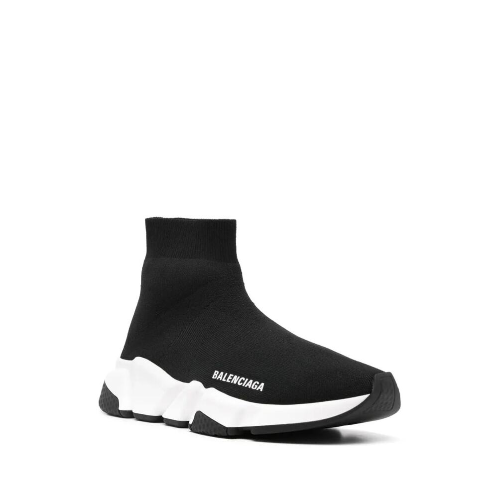 Balenciaga Knit Fabric Speed Trainer Sock Sneakers Black White Women's Size US 8